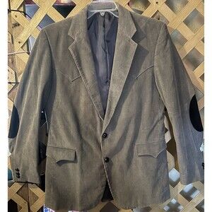CIRCLE S Western Gray Corduroy Elbow patch Sports Coat Jacket Blazer Men's 42L